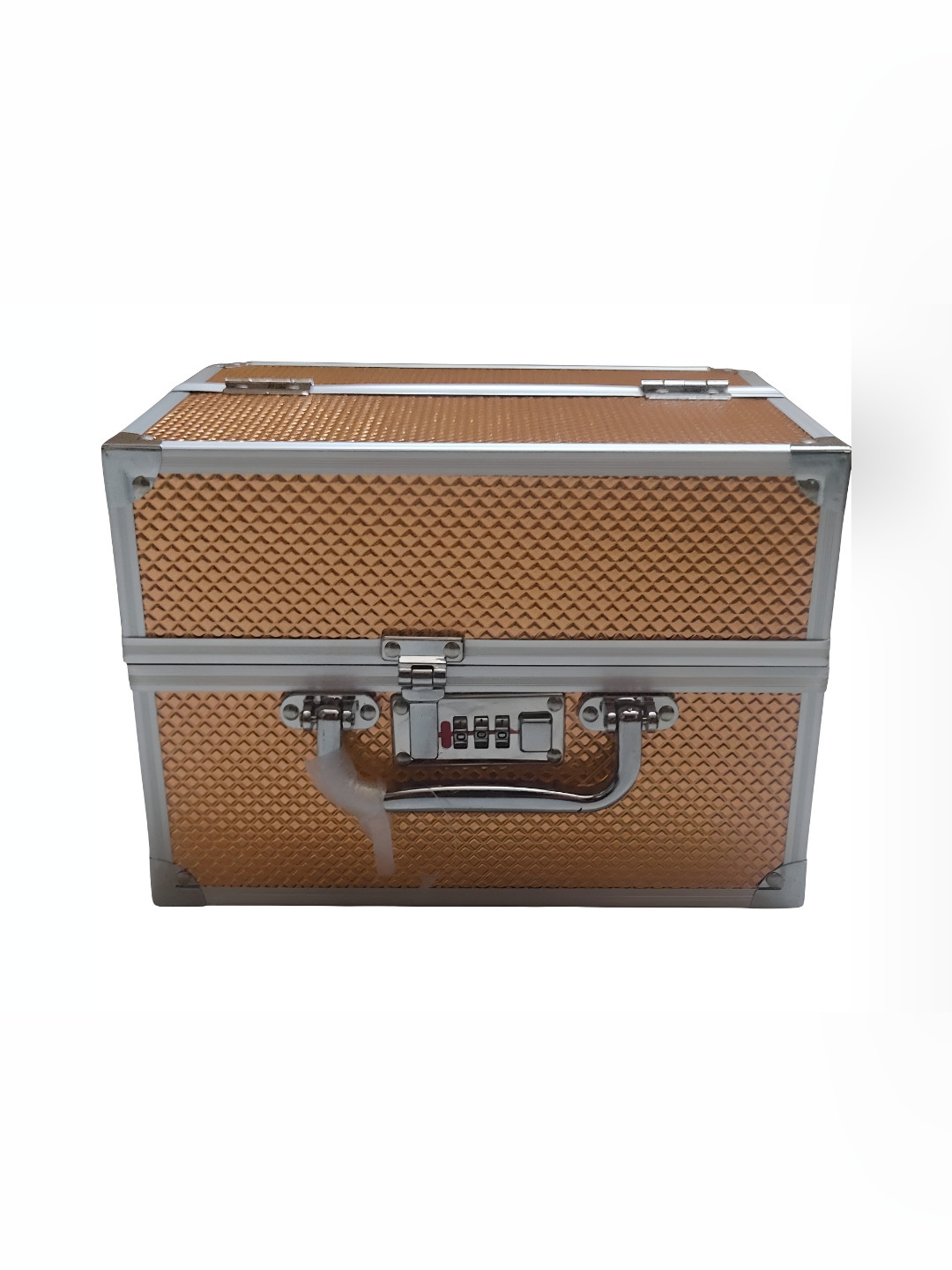 COSMO HUB Rose Gold Metal Self Design Water Resistant Makeup Organiser