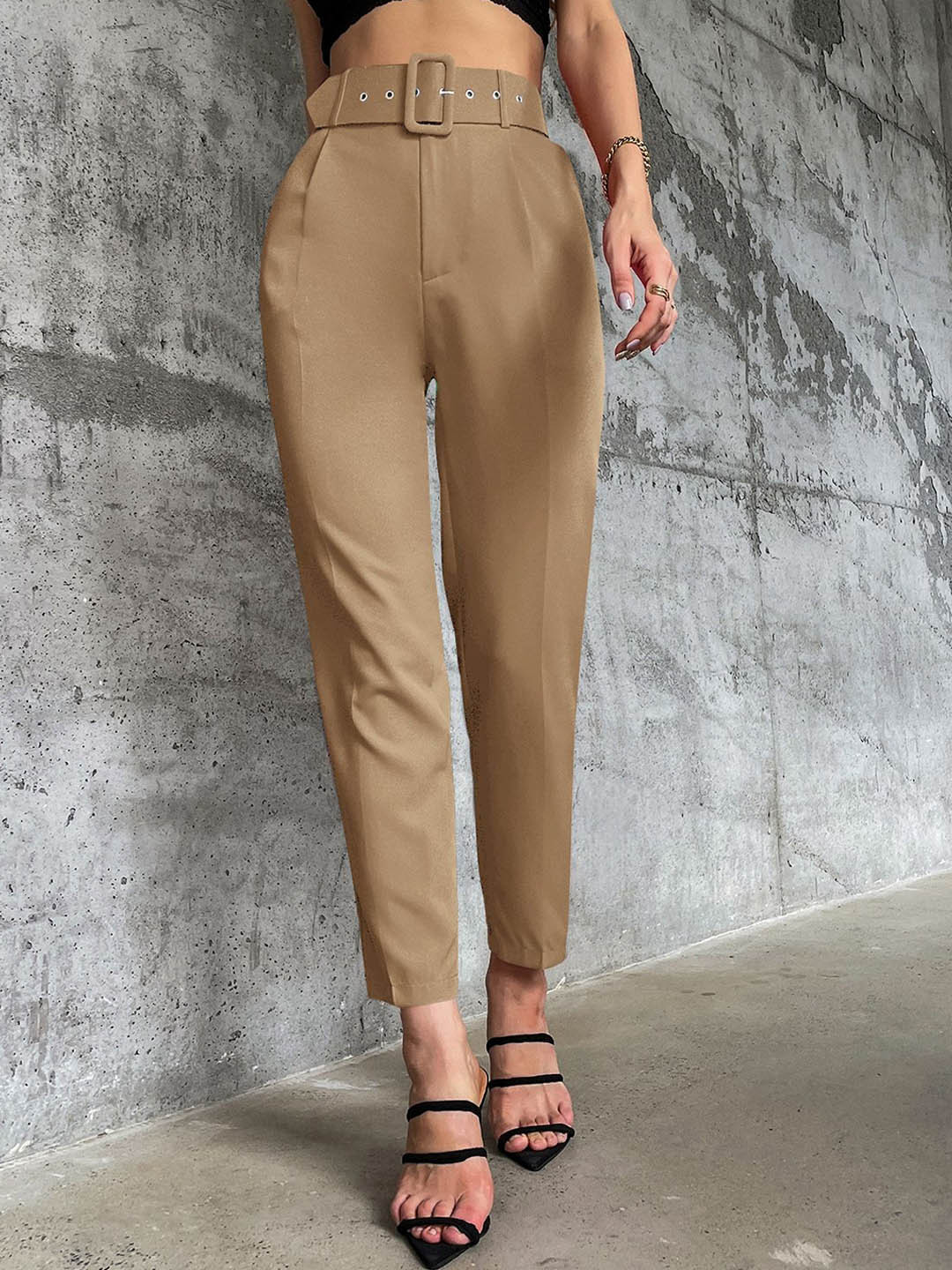 HIGH BUY Women Pencil High-Rise Slim Fit Trousers
