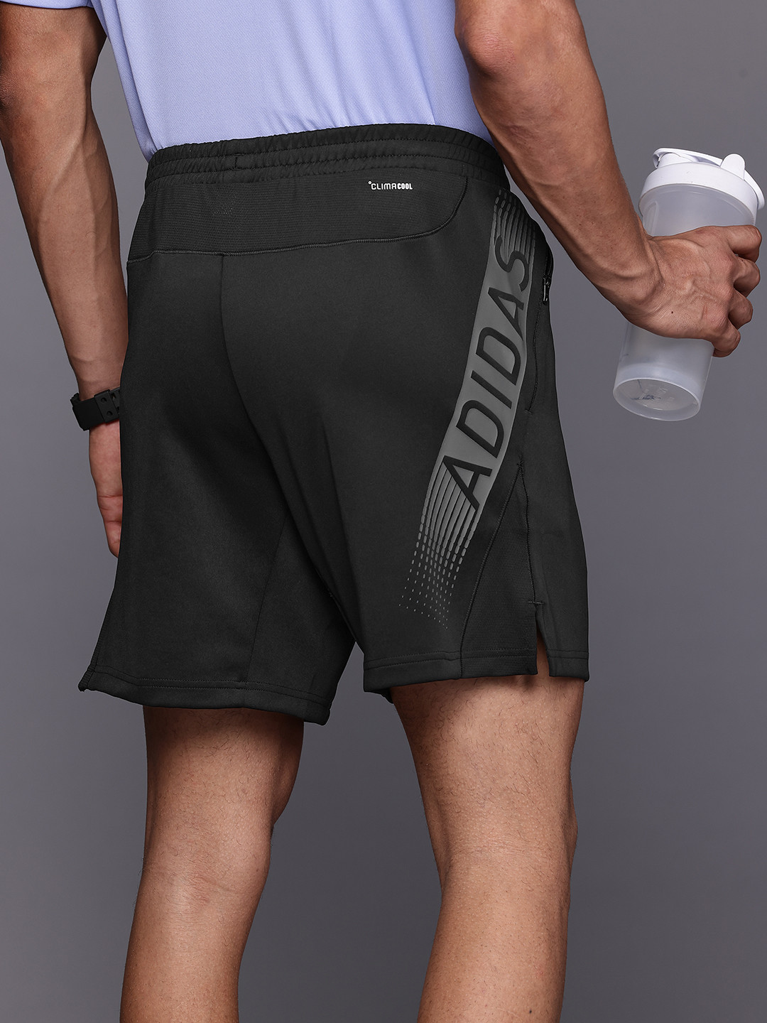 ADIDAS Men Mid-Rise Brand Logo Printed Slim Fit Climacool Gym+Sea Training Shorts