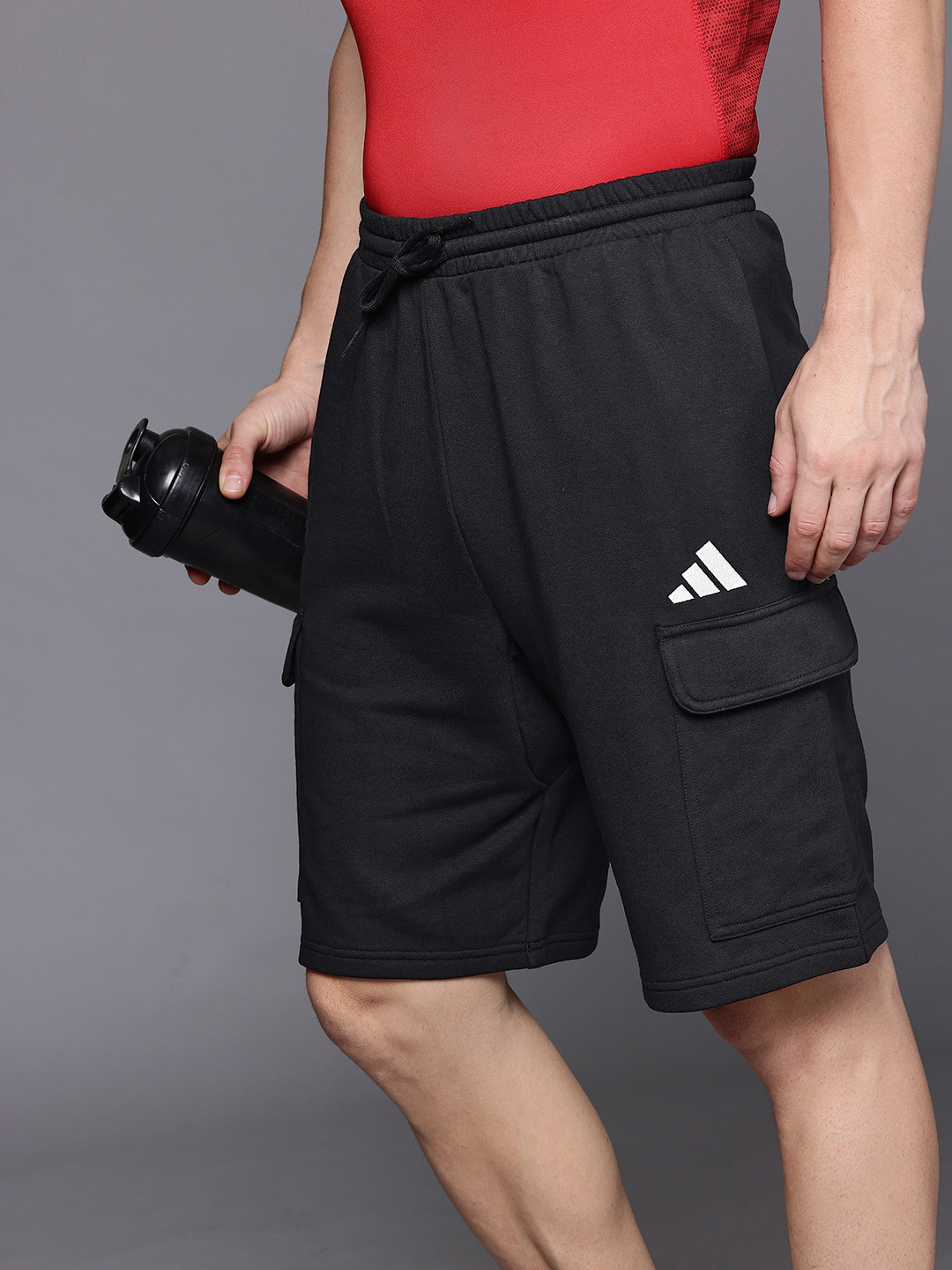 ADIDAS Men Brand Logo Detail Mid-Rise Regular Fit FELCZY Cargo-Style Sports Shorts