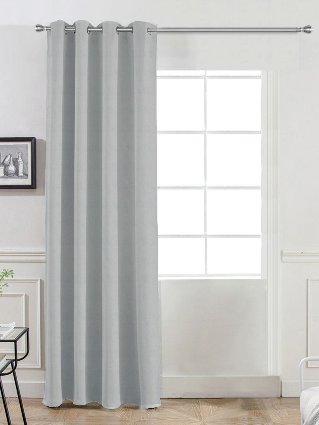 Divine Casa Elegance Velvet Grey Black Out Door Curtain