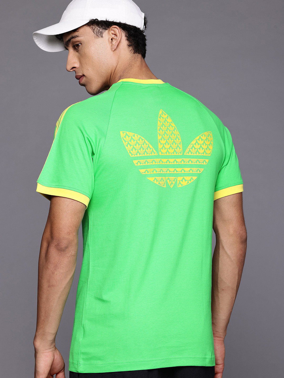 ADIDAS Originals Brand Logo Printed 3 Striped Monogram Cali Pure Cotton T-shirt