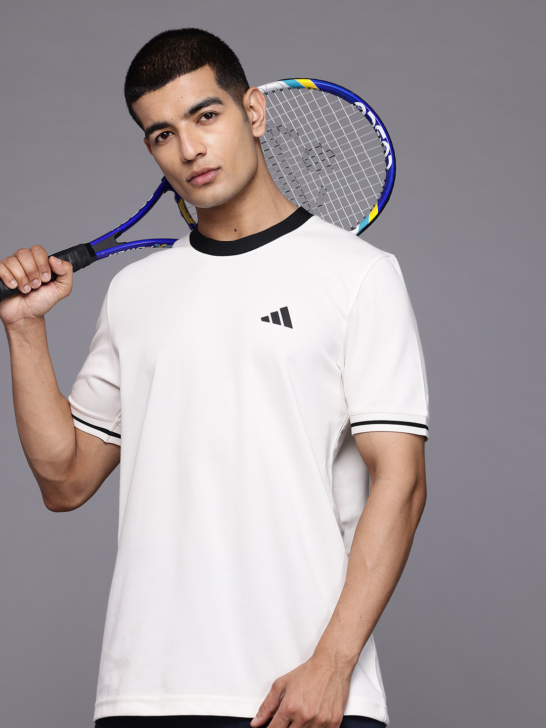 ADIDAS Solid Tennis Aeroready T-shirt with Brand Logo Printed Detail