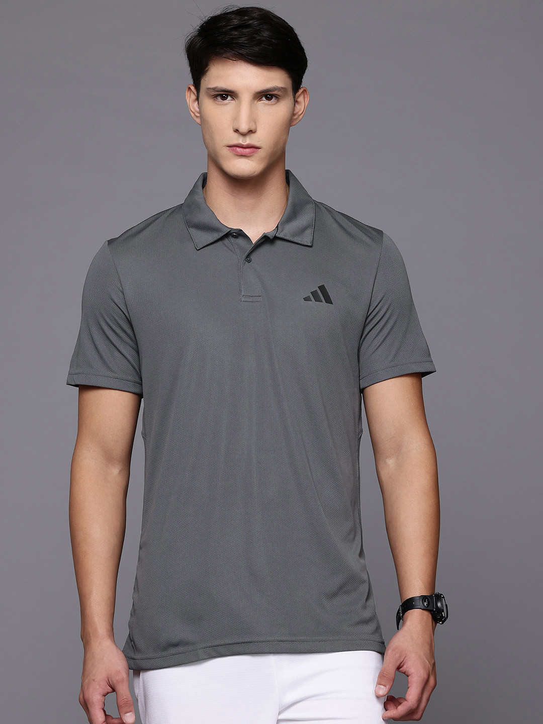 ADIDAS Brand Logo Print Detail Regular Fit Polo Collar Training T-shirt