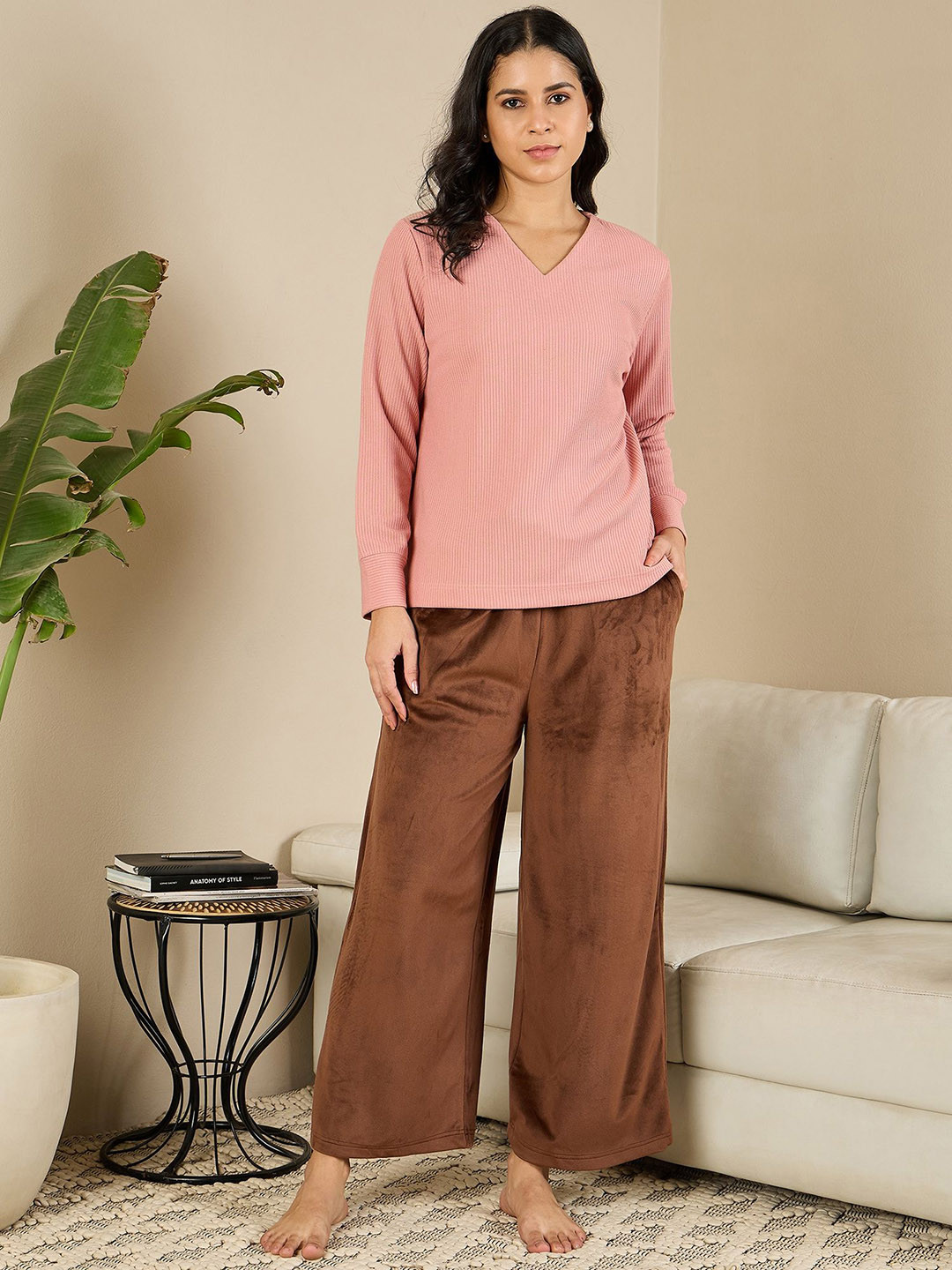 July Striped V-Neck T-Shirt With Pyjama