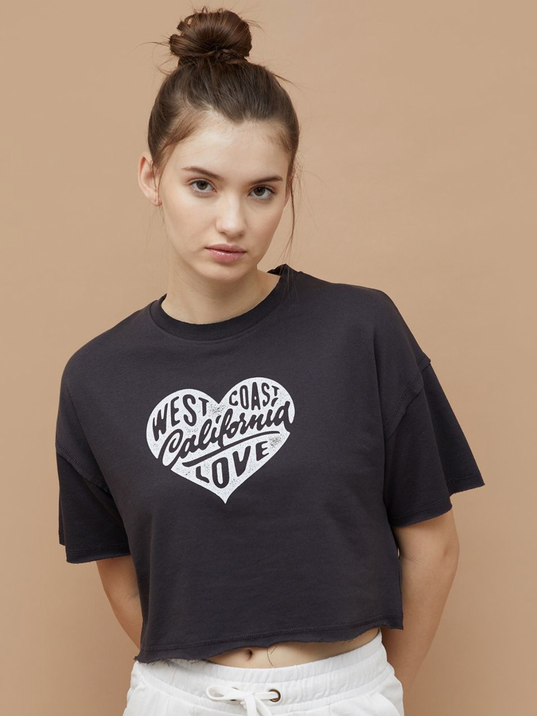 Kappa Women Typography Printed Round Neck Cotton Boxy T-shirt