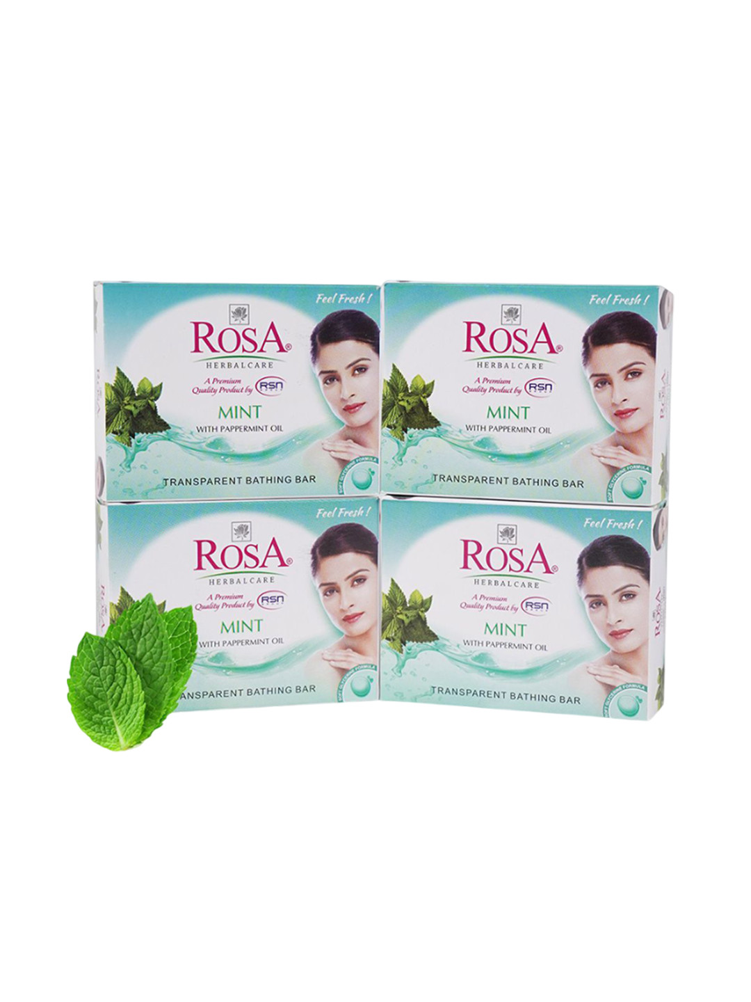 ROSA Set Of 4 Transparent Mint Gel Soap With Peppermint Gel Soap- 100 g Each