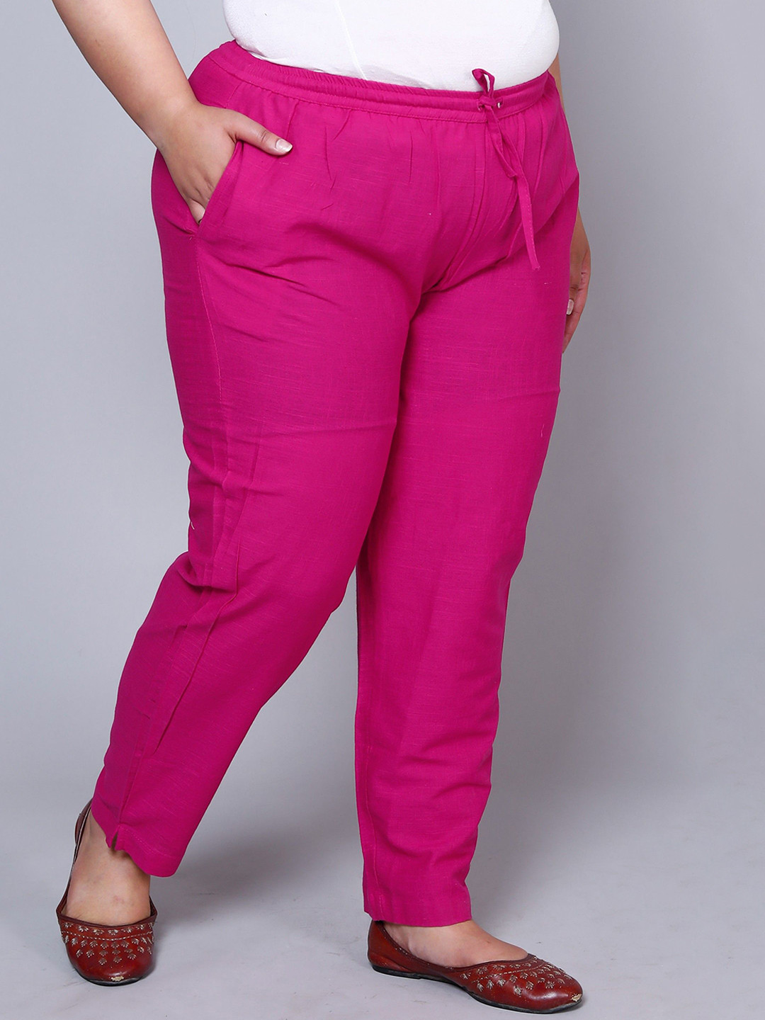 Prin Fashion House Women Plus Size Cotton Relaxed Regular Fit Trouser