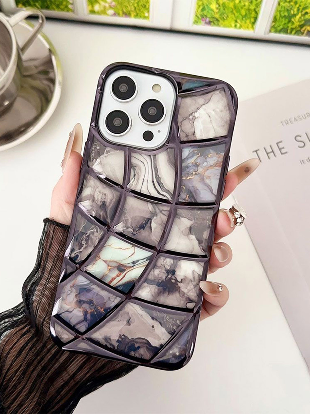 Luxury Kase LK145 Electroplated Marble Look Soft Shell iPhone 13 Pro Back Case