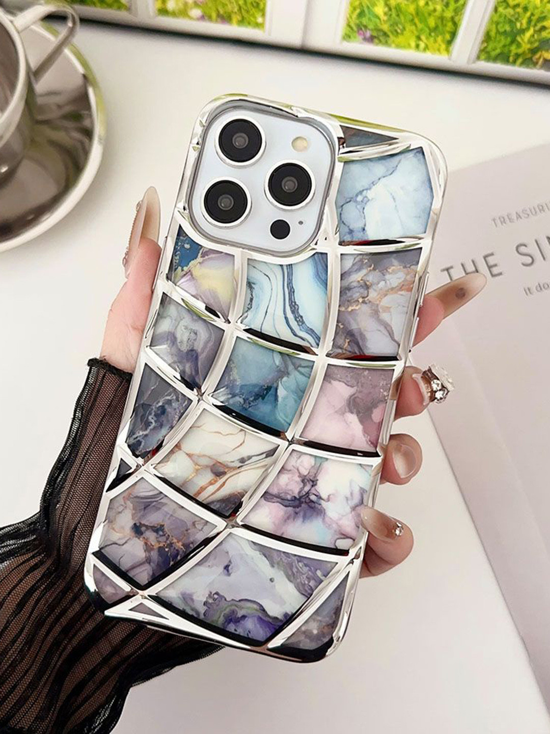 Luxury Kase LK145 Electroplated Geometric iPhone 15 Pro Back Case