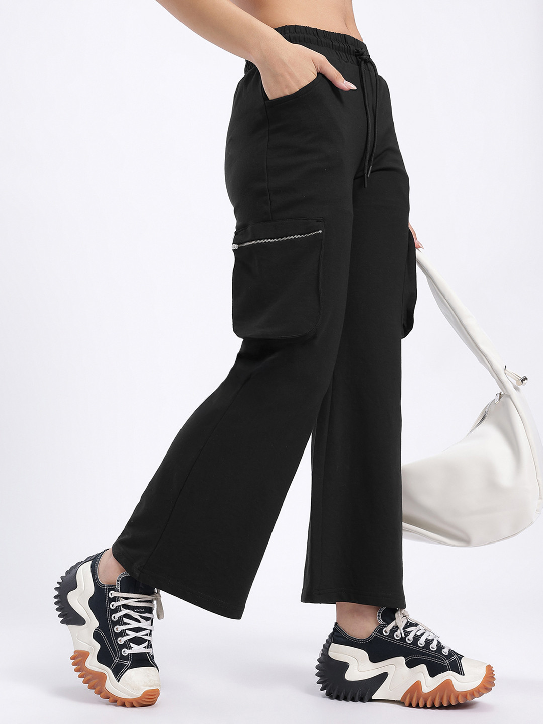 glitchez Women Zippered Detail Bootcut Cargos