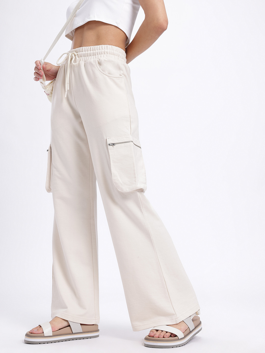 glitchez Women Zippered Detail Bootcut Cargos