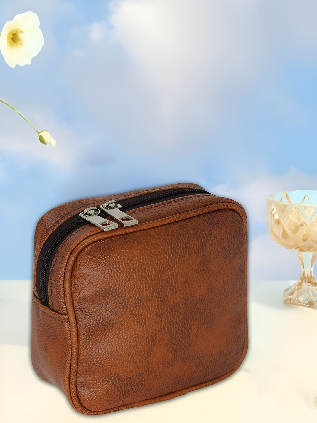 atorakushon Brown Multi-Utility Water Resistant Makeup Storage Bag Organisers