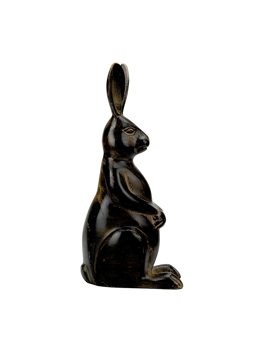 Hind Decor Sitting Bunny Black Aluminium Metallic Home Office Hand-Crafted Medium Showpiece - 13.4 Inches