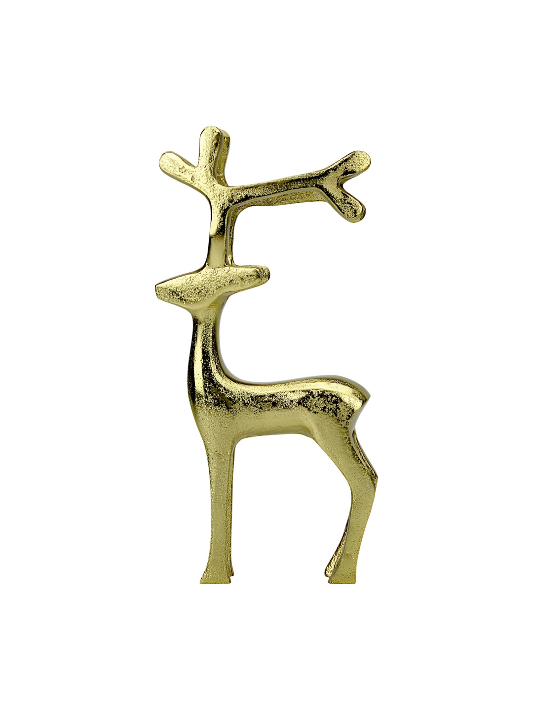 Hind Decor Christmas Minimalistic Standing Deer Gold Aluminium Metallic Living Room Hand-Crafted Medium Showpiece - 10.2 Inches