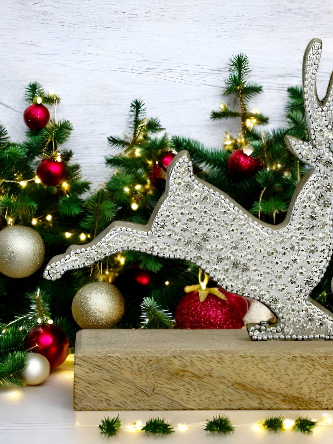 Hind Decor Reindeer Silver Metal Metallic Living Room Small Showpiece - 6.3 Inches