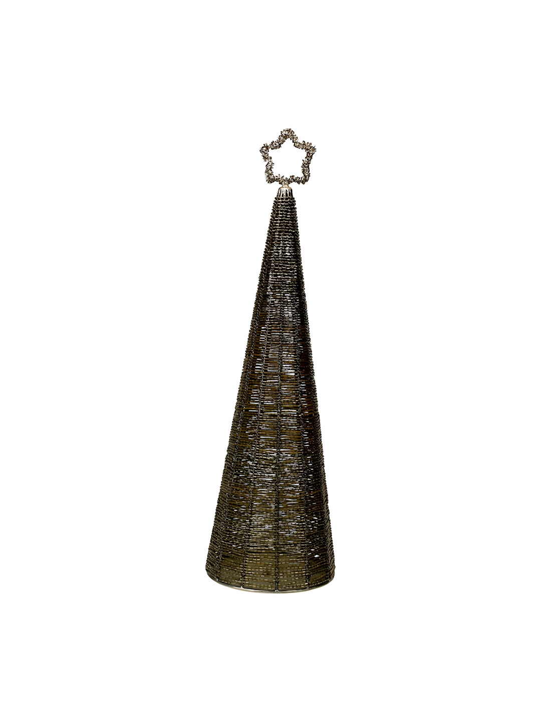 Hind Decor Black Metallic Star On Top Christmas Decorative Cone