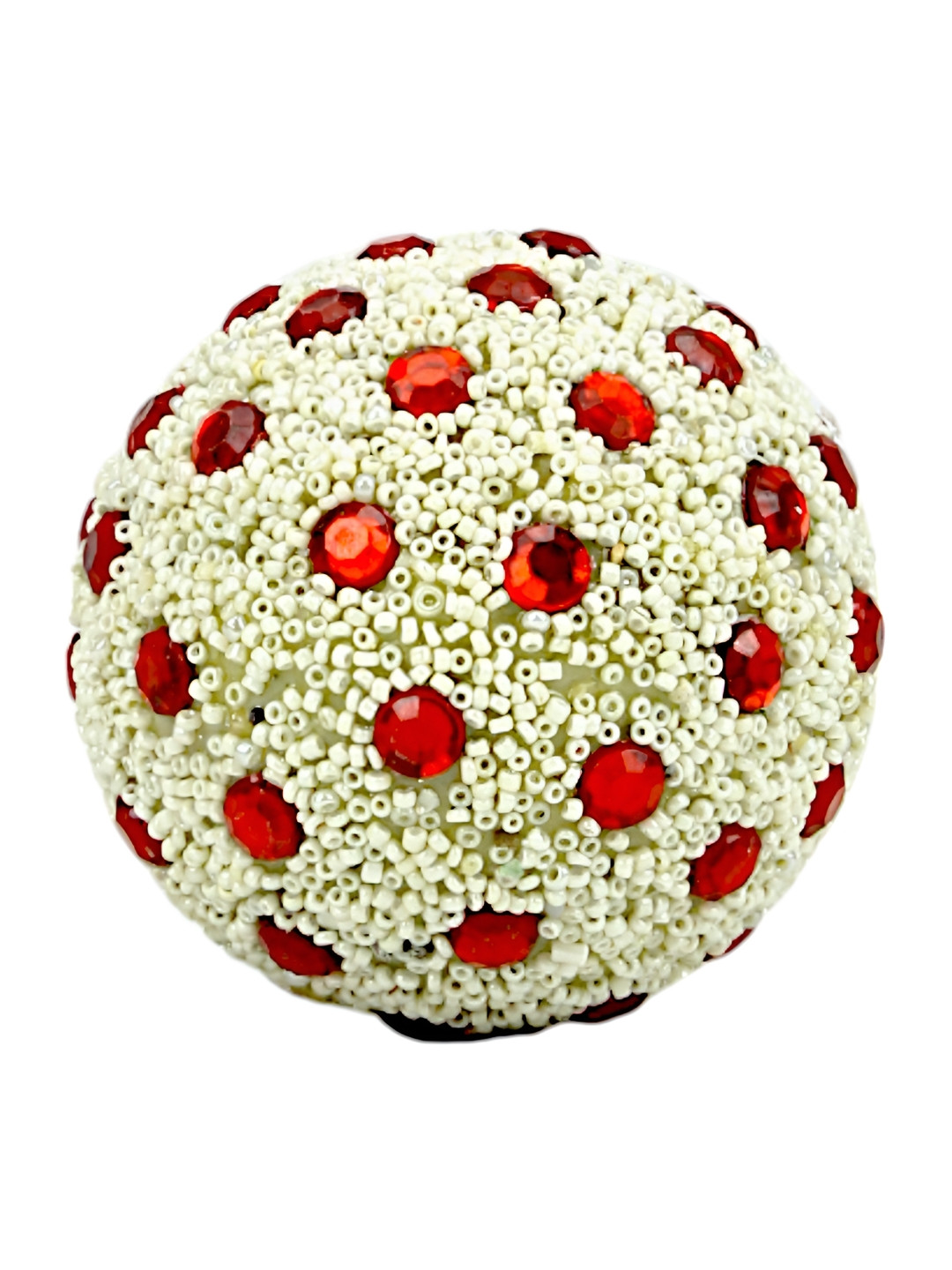 Hind Decor White & Red Metallic Christmas Decorative Ball