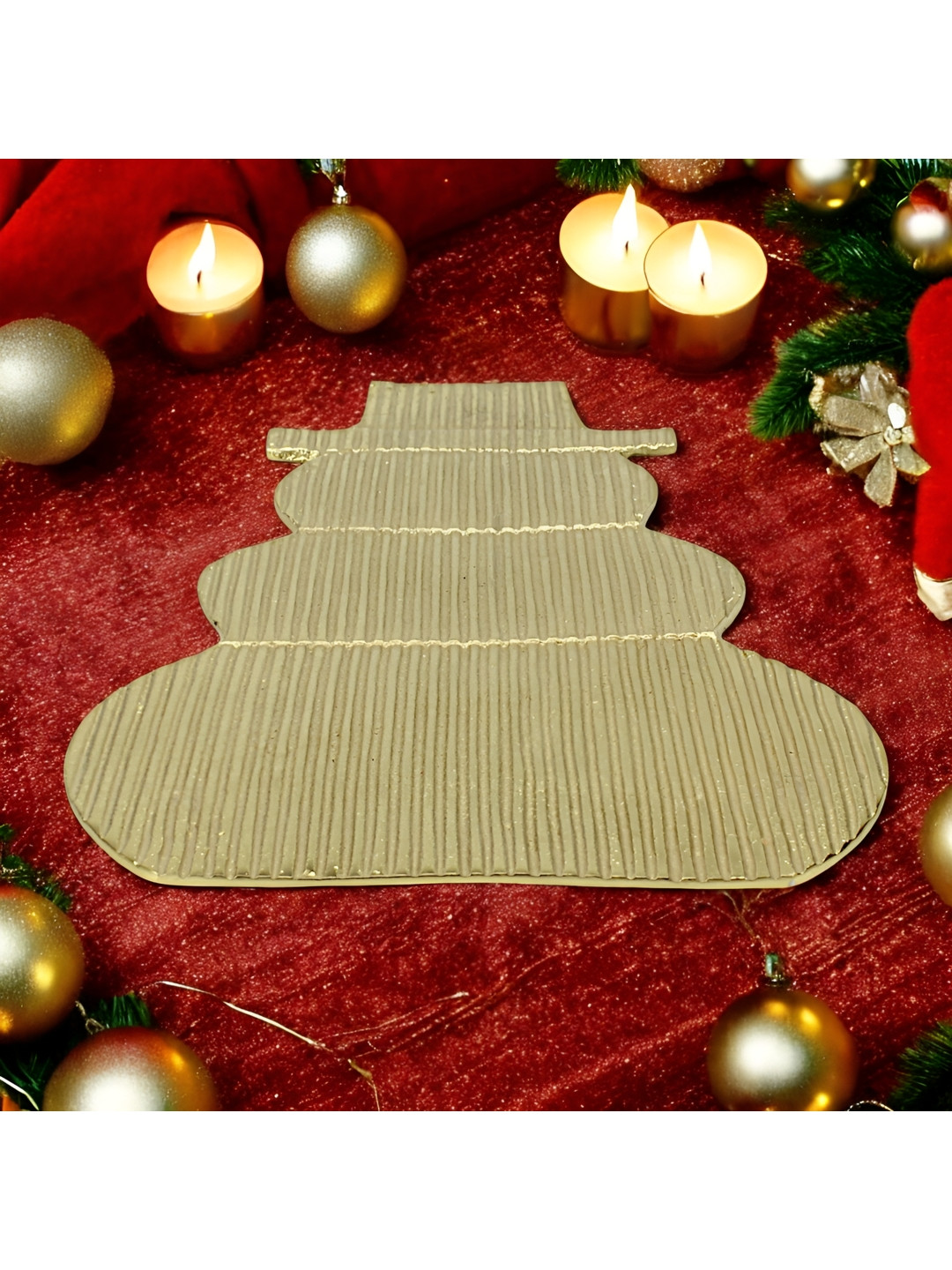 Hind Decor Gold-Toned Snowman Shaped Decorative Platter