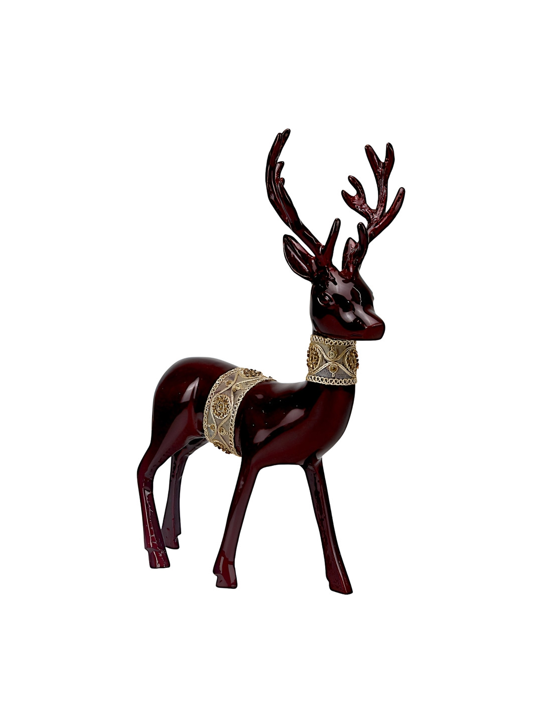 Hind Decor Reindeer Red Aluminium Metallic Living Room Medium Showpiece - 13.4 Inches