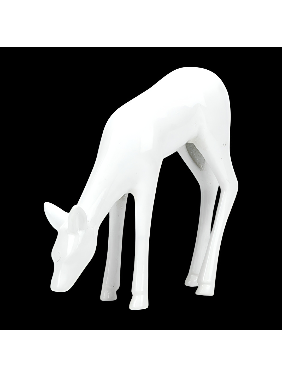 Hind Decor Deer White Metal Metallic Living Room Hand-Crafted Small Showpiece - 8.3 Inches