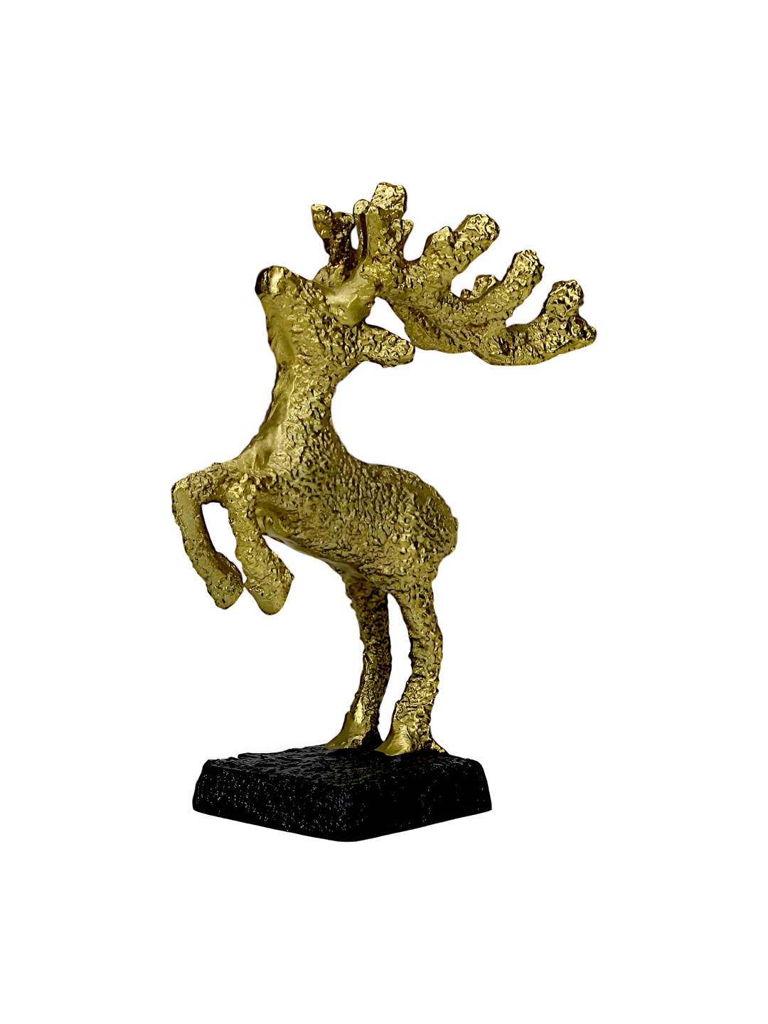 Hind Decor Standing Deer Gold Aluminium Metallic Home Office Medium Showpiece - 7.9 Inches