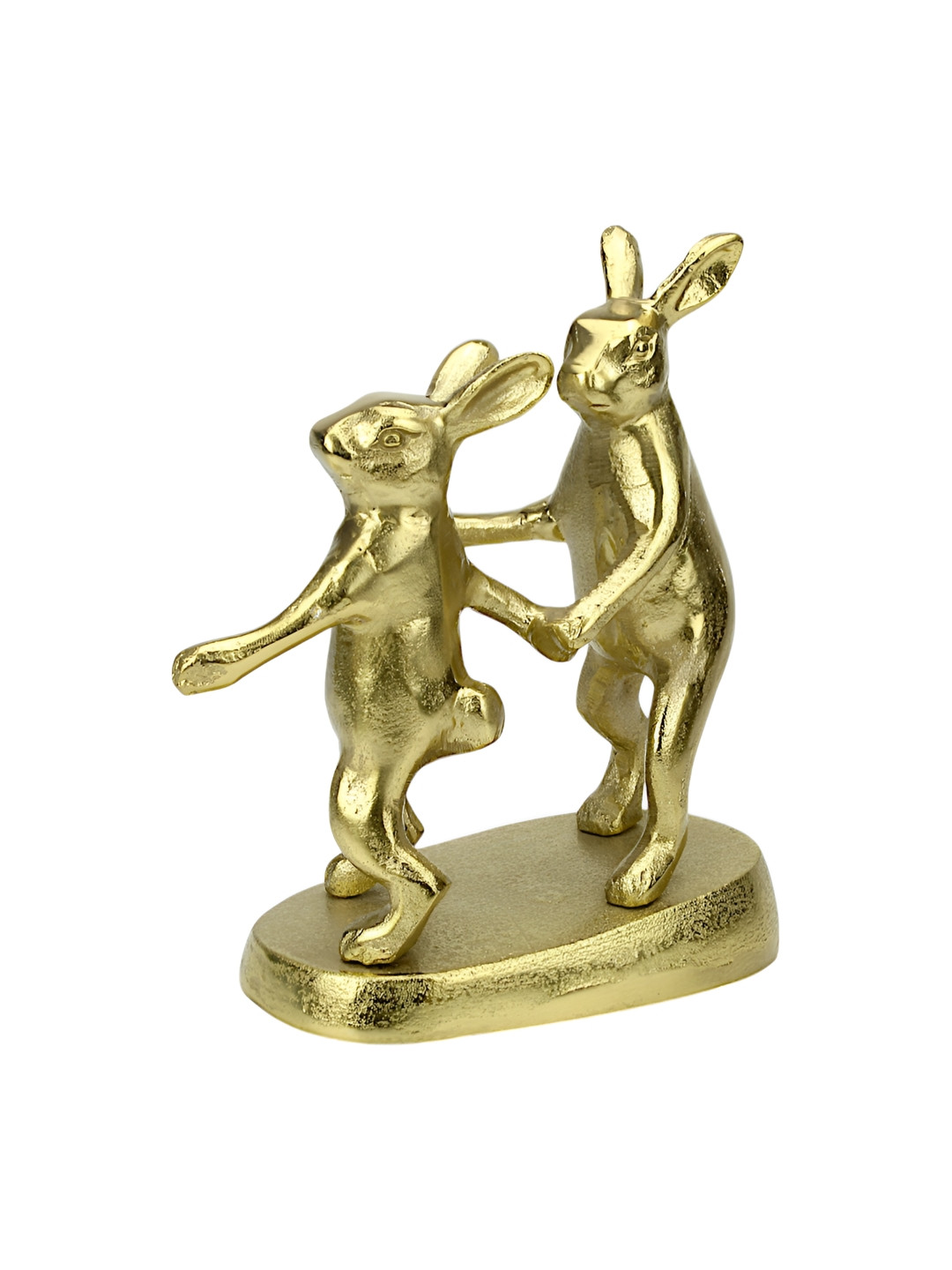 Hind Decor Bunny Couple Gold Aluminium Metallic Living Room Hand-Crafted Medium Showpiece - 10.6 Inches