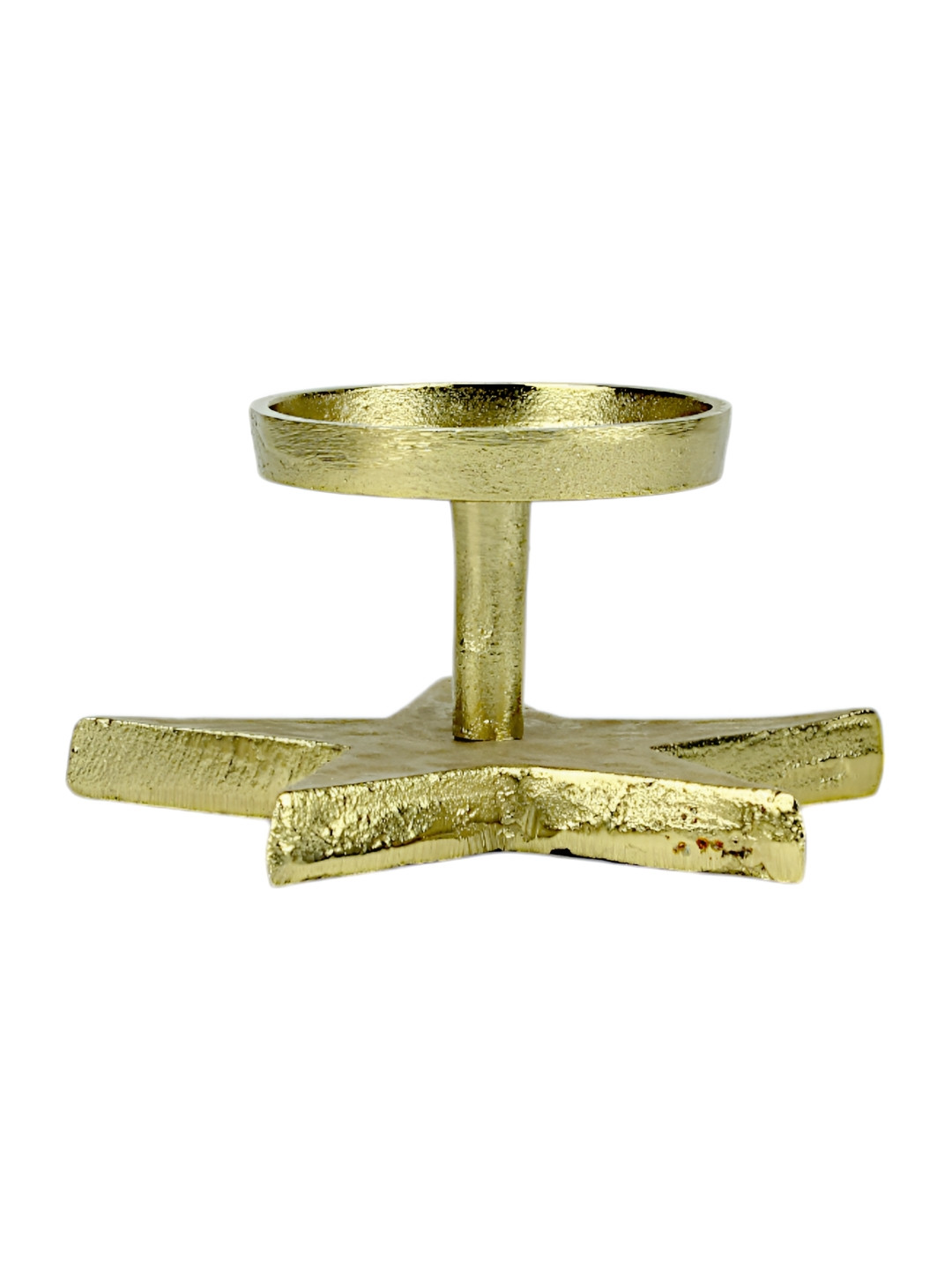 Hind Decor Gold-Toned Textured Star Shape Aluminium Candle Holder