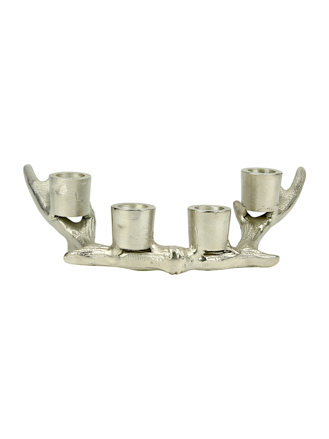 Hind Decor Silver-Toned Aluminium Candle Holder