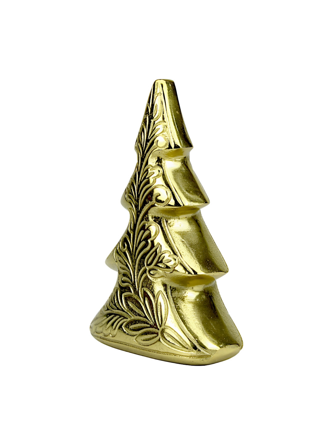 Hind Decor Christmas Tree Gold Metal Metallic Living Room Hand-Crafted Small Showpiece - 8.3 Inches