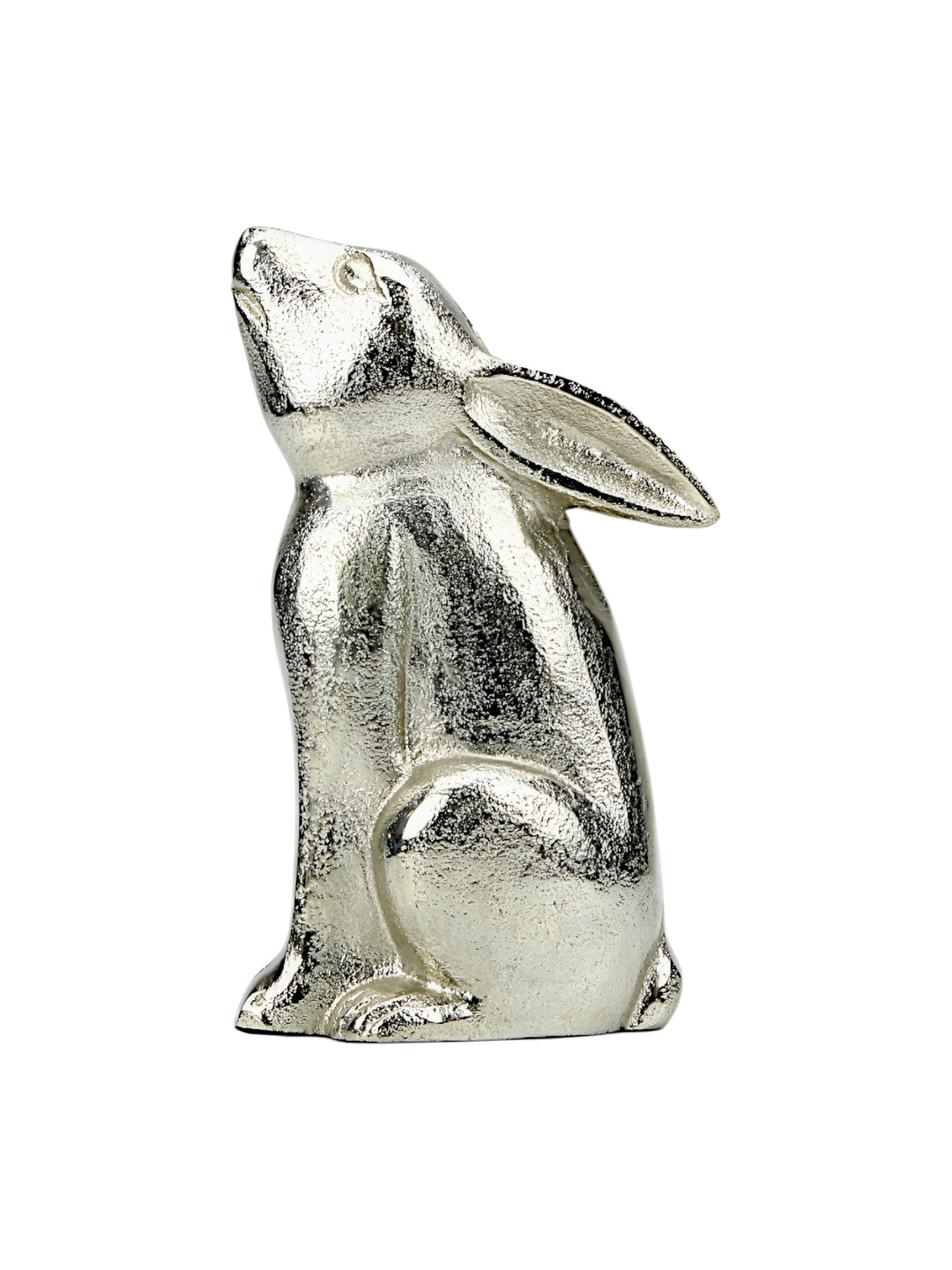 Hind Decor Sitting Bunny Silver Aluminium Metallic Living Room Hand-Crafted Small Showpiece - 6.7 Inches