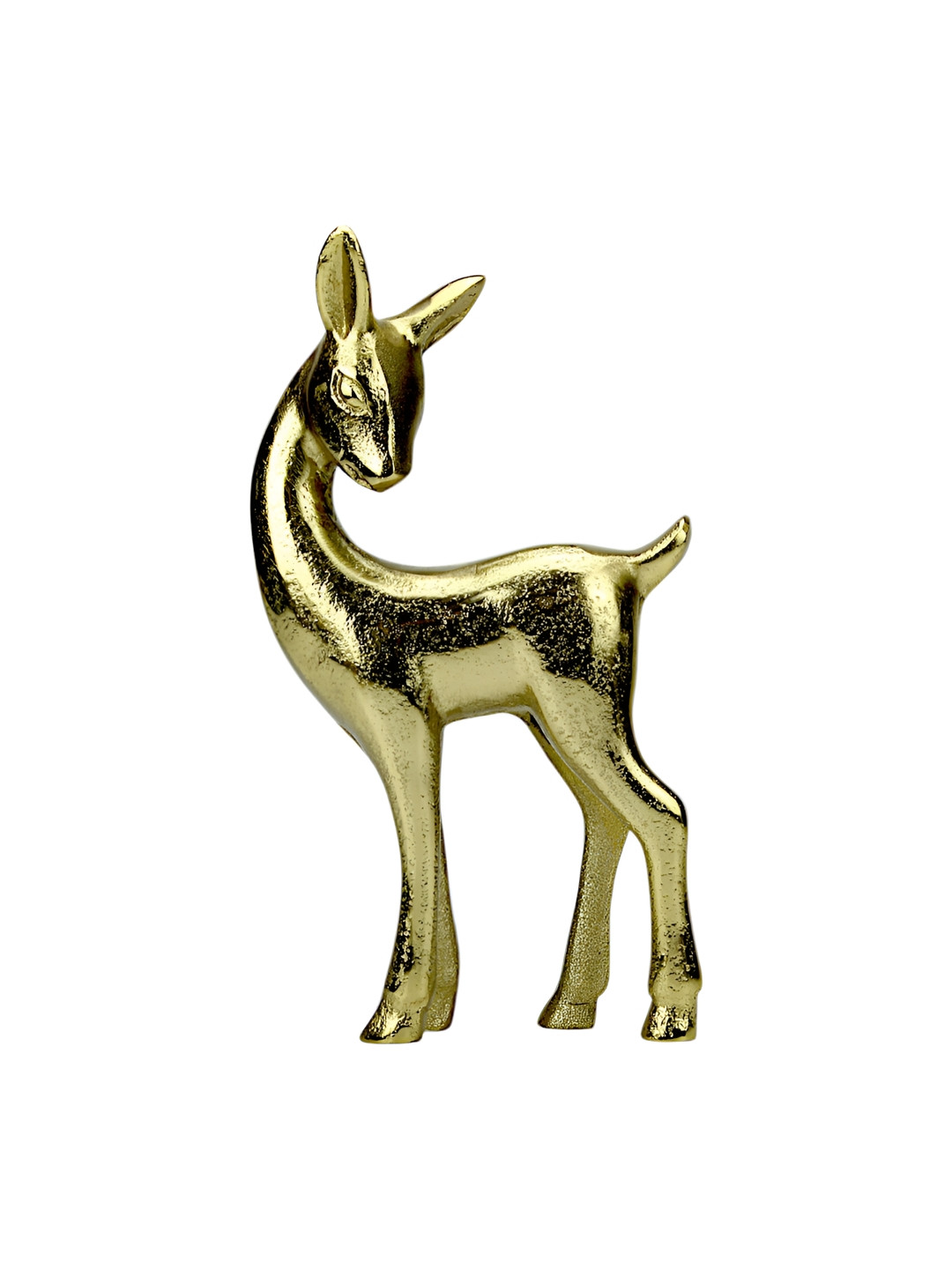 Hind Decor Standing Deer Gold Metal Metallic Living Room Hand-Crafted Small Showpiece - 7.9 Inches