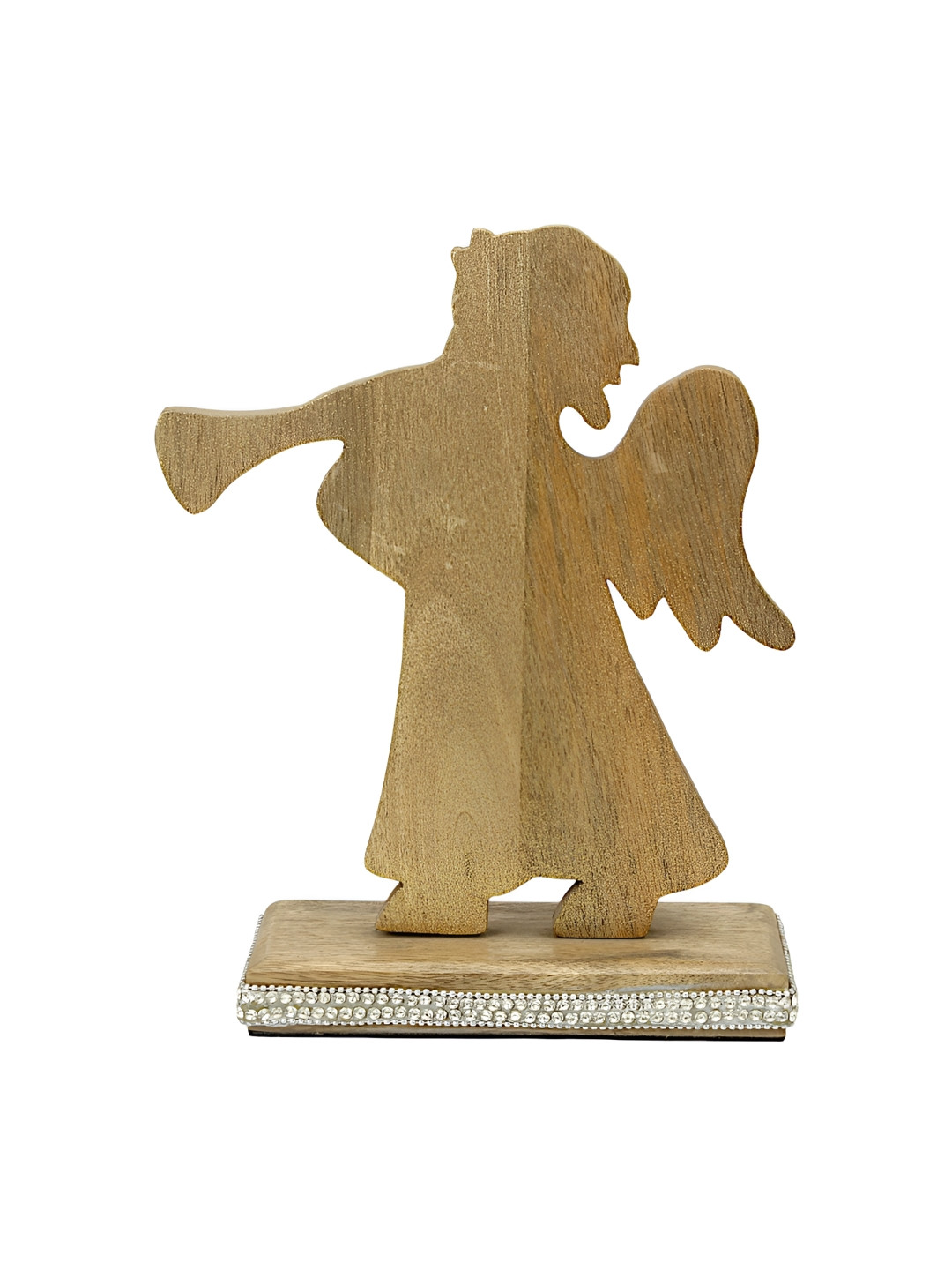 Hind Decor Guardian Angel Beige Wood Natural Living Room Hand-Crafted Medium Showpiece - 11 Inches
