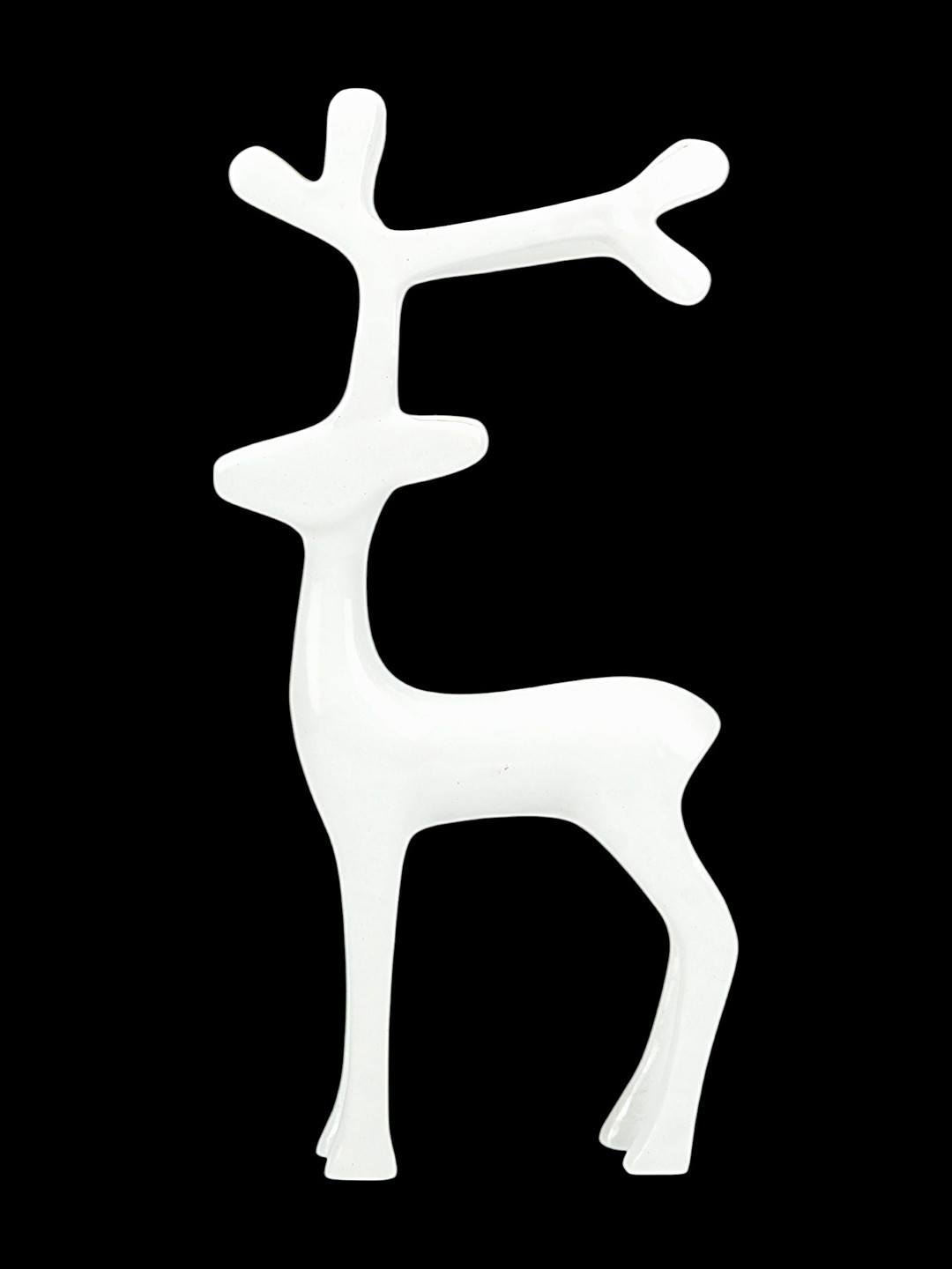 Hind Decor Minimalistic Reindeer White Metal Glossy Bedroom Medium Showpiece - 10.2 Inches