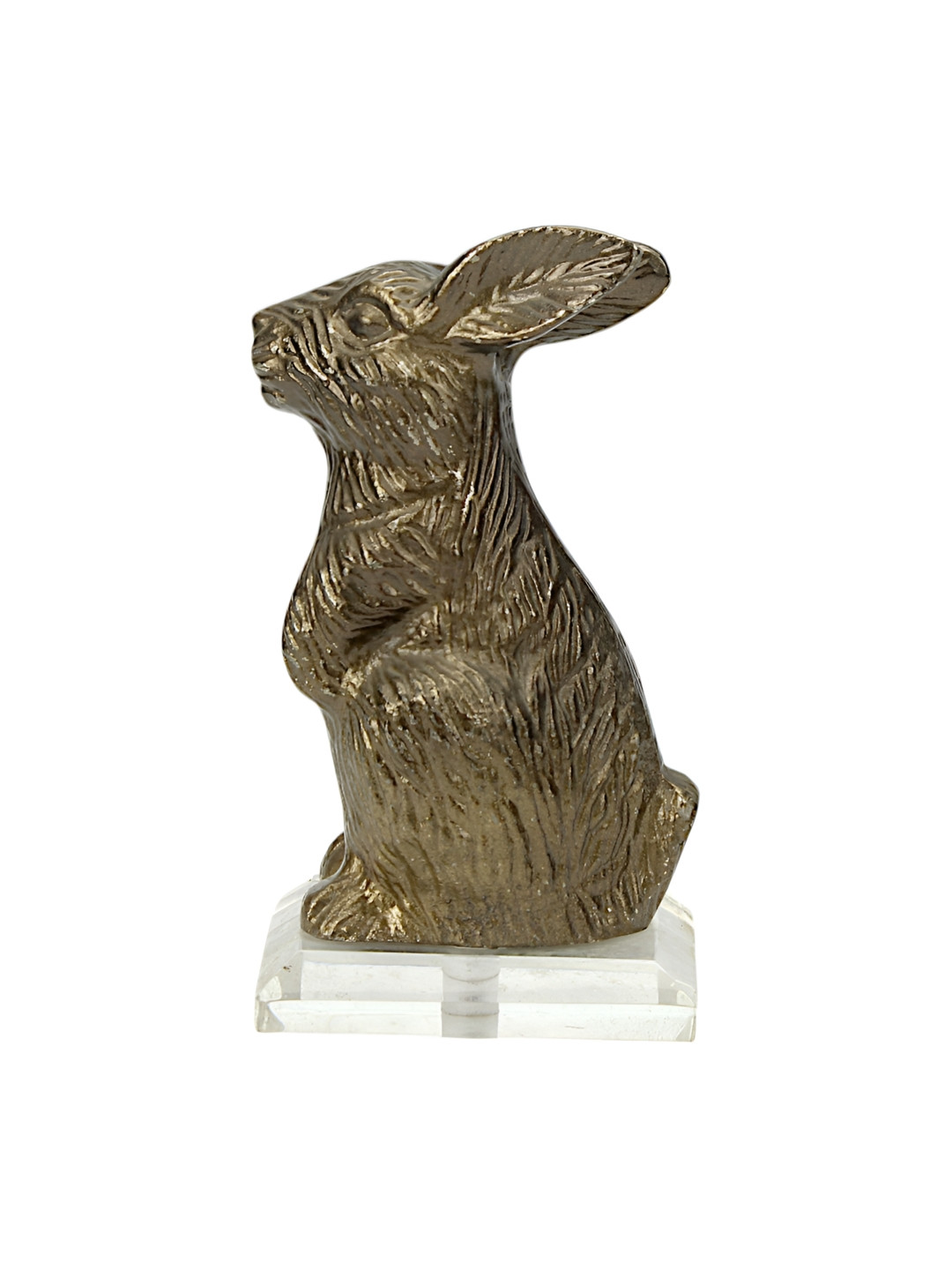 Hind Decor Bunny Gold Metal Metallic Garden Hand-Crafted Small Showpiece - 7.1 Inches