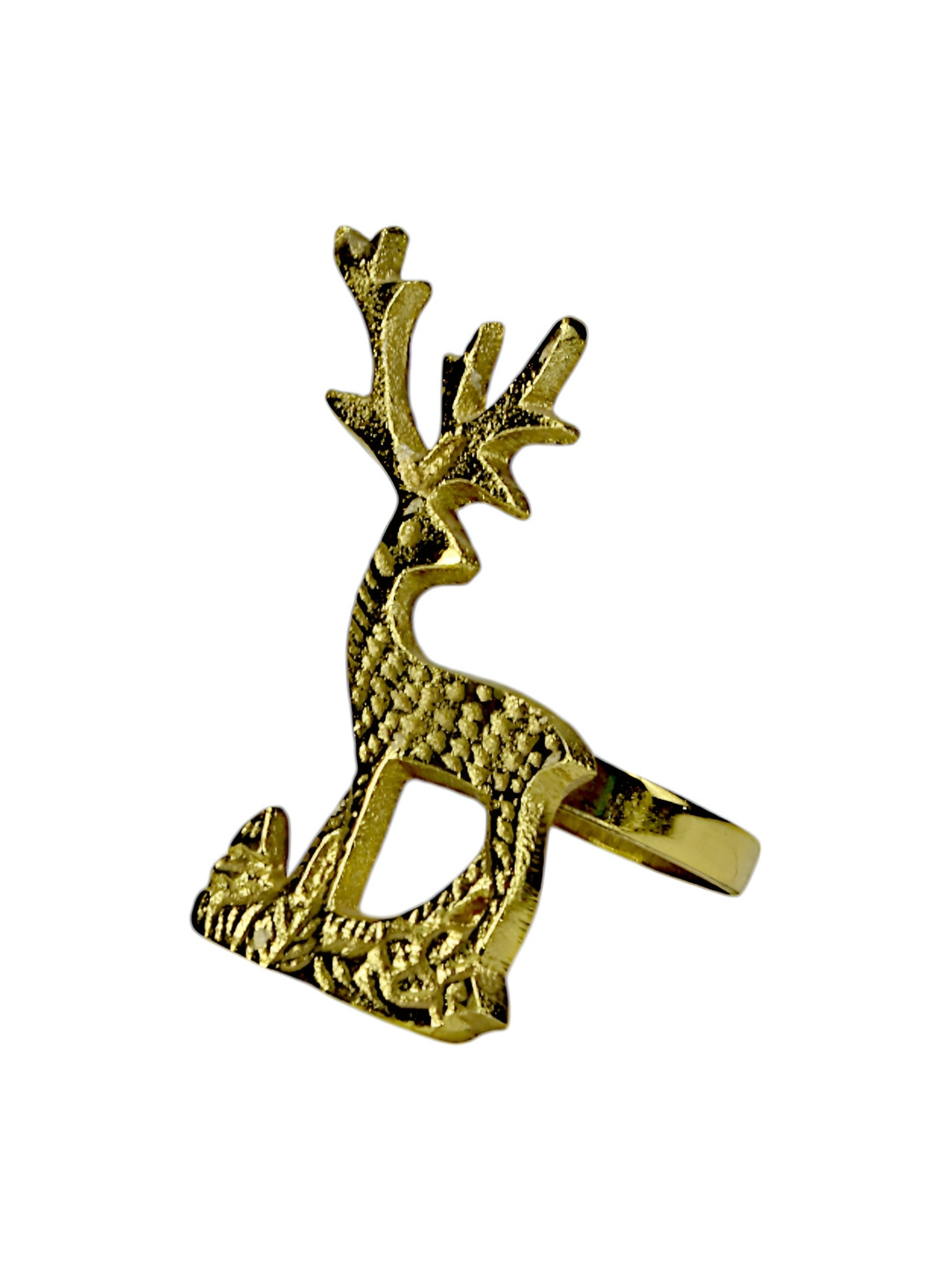 Hind Decor Gold-Toned Textured Aluminum Deer Elegant Napkin Holder