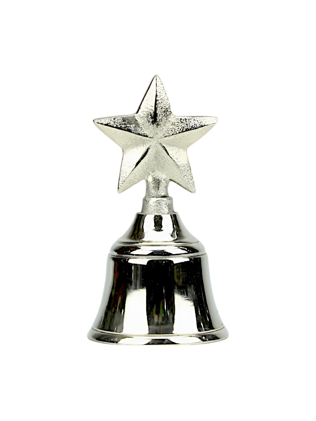 Hind Decor Silver-Toned Star Design Christmas Bell