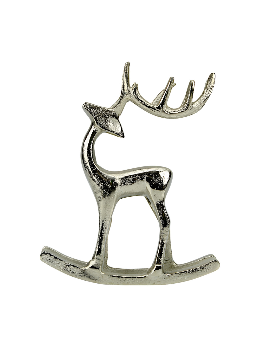 Hind Decor Reindeer Silver Aluminium Metallic Living Room Small Showpiece - 8.7 Inches