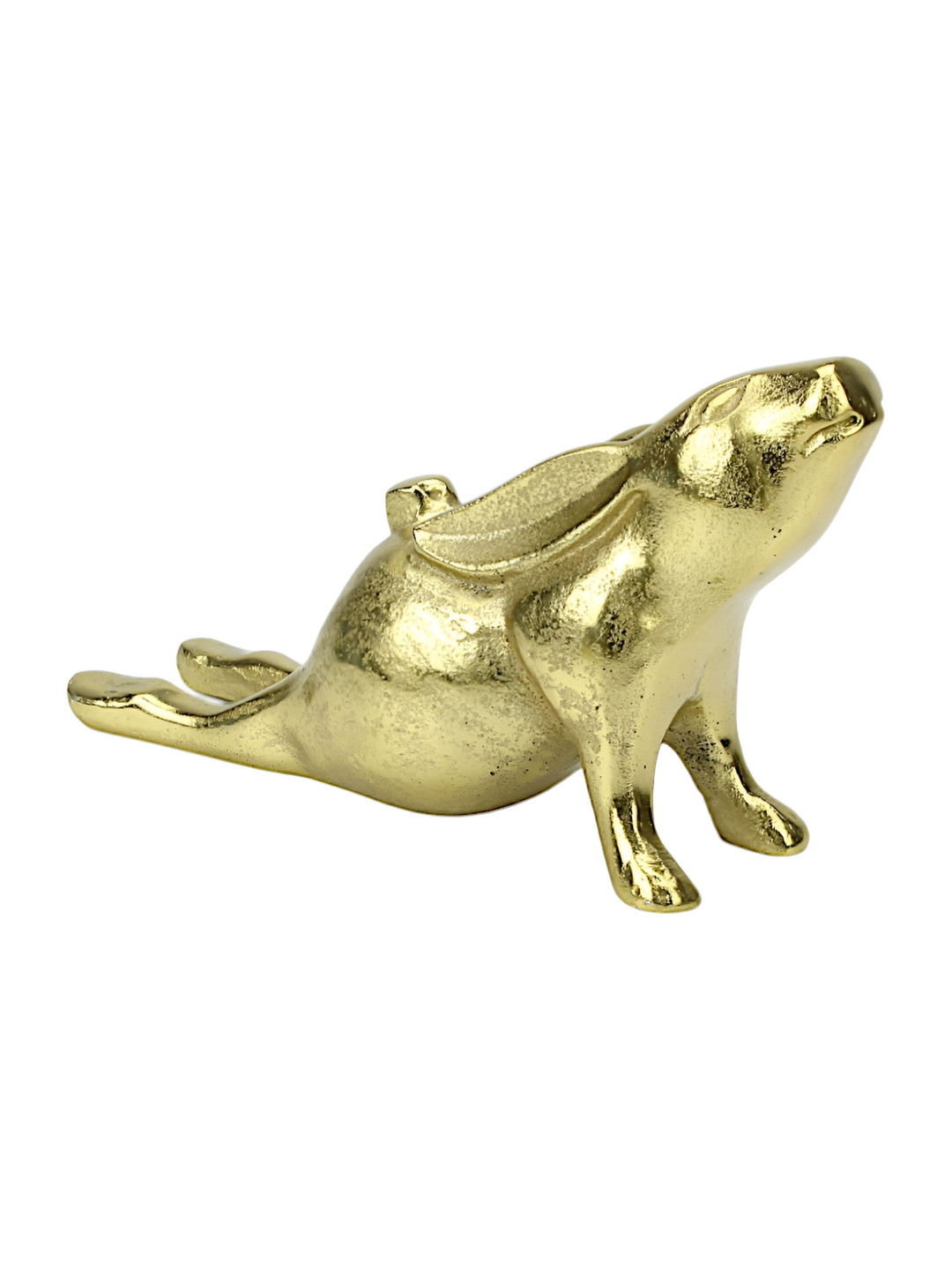 Hind Decor Bunny in Yoga Gold Aluminium Metallic Living Room Hand-Crafted Small Showpiece - 5.5 Inches
