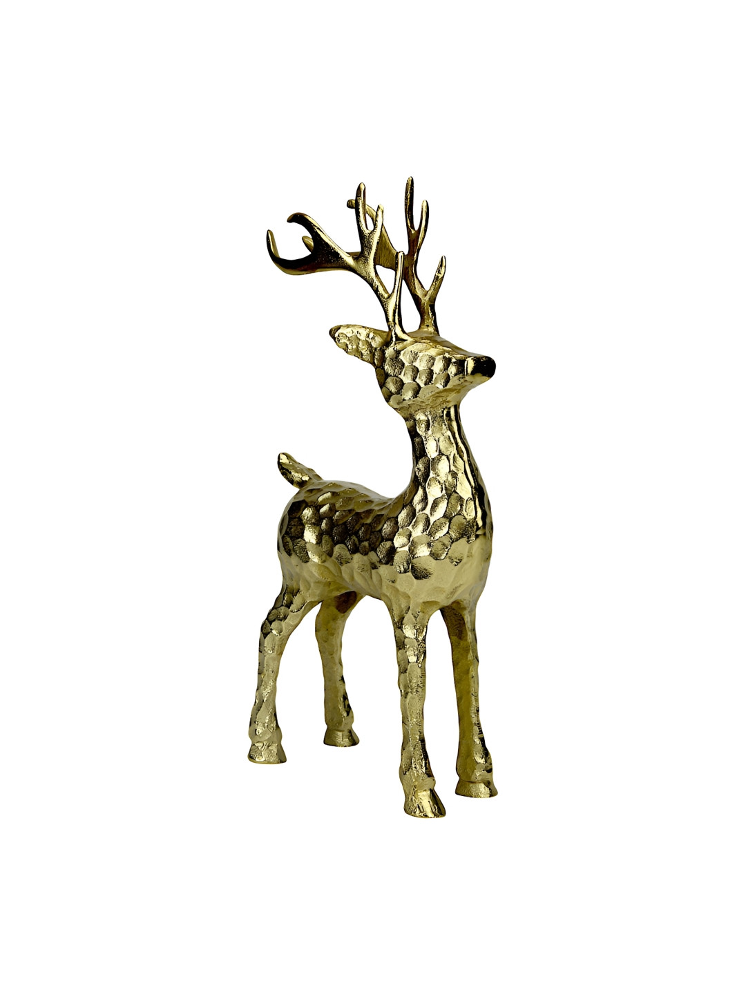 Hind Decor Standing Deer Gold Aluminium Metallic Living Room Hand-Crafted Medium Showpiece - 14.6 Inches