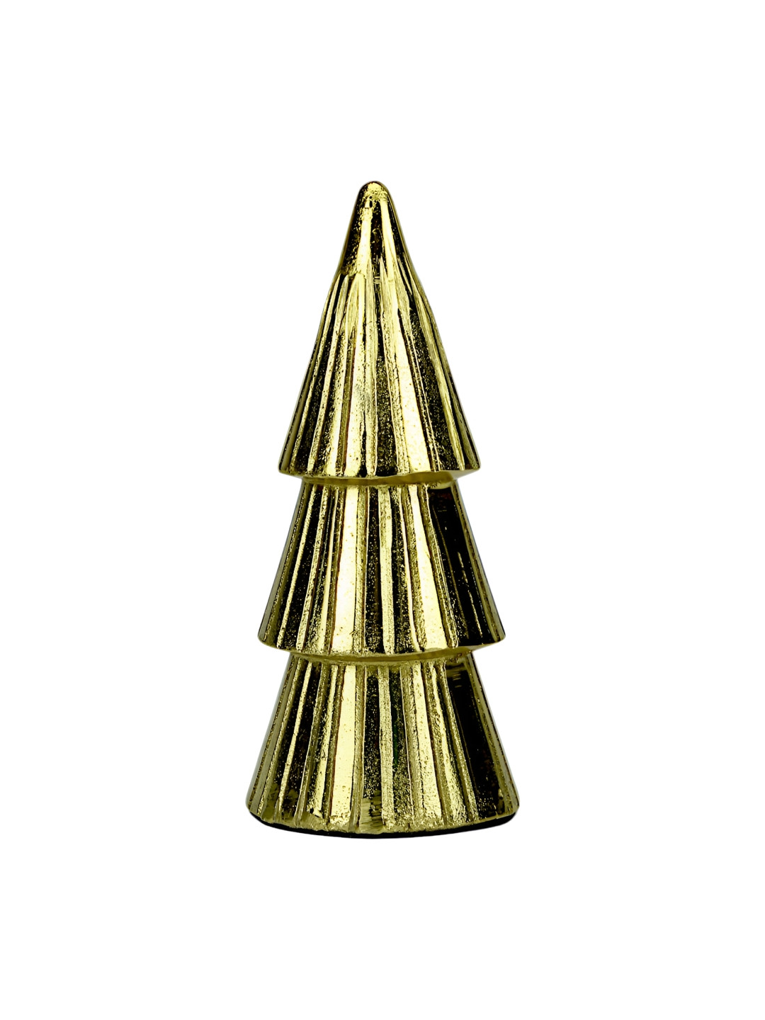 Hind Decor Christmas Cone Gold Aluminium Metallic Living Room Medium Showpiece - 3.3 Inches