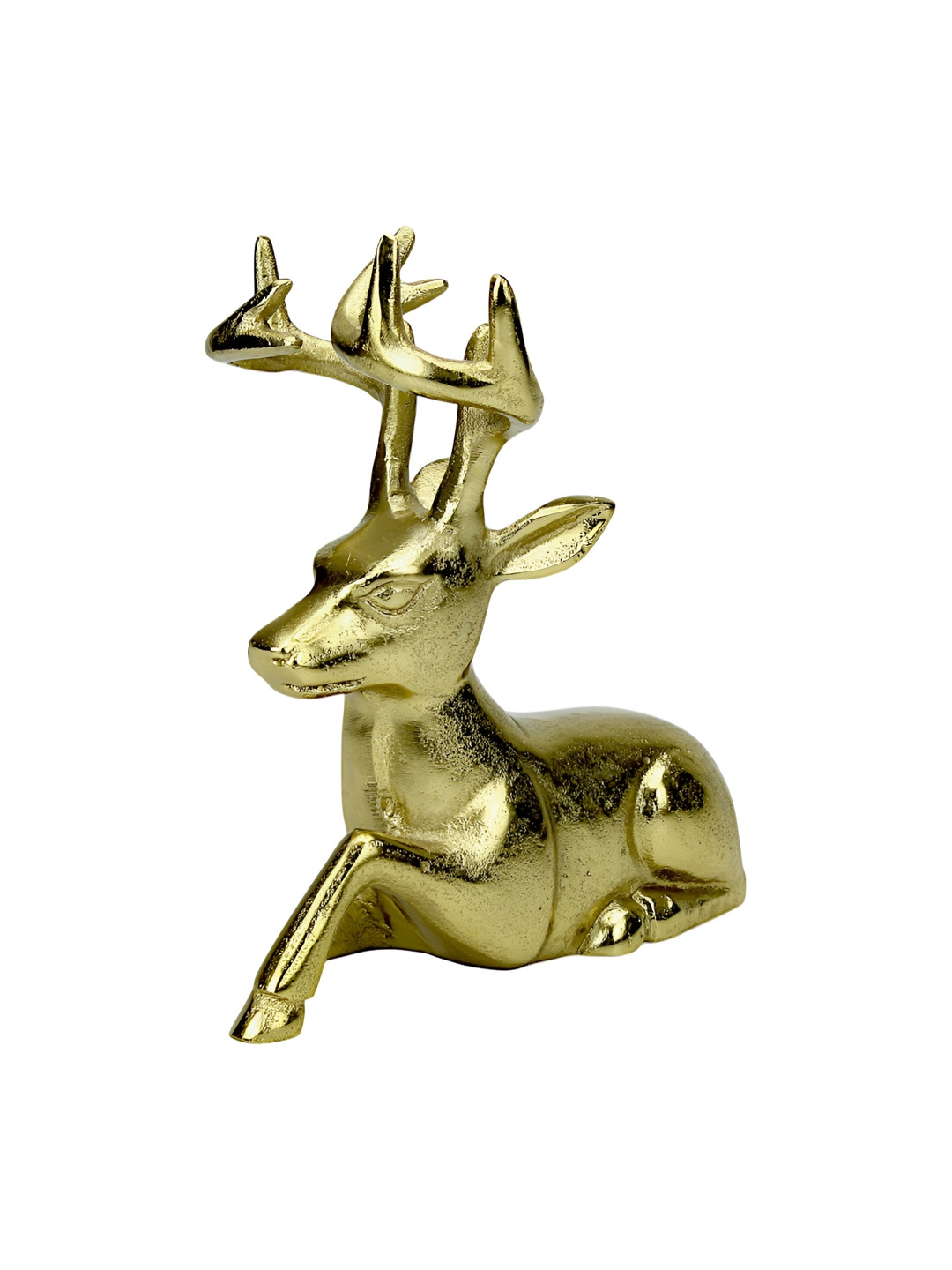 Hind Decor Sitting Deer Gold Aluminium Metallic Living Room Hand-Crafted Medium Showpiece - 5.1 Inches