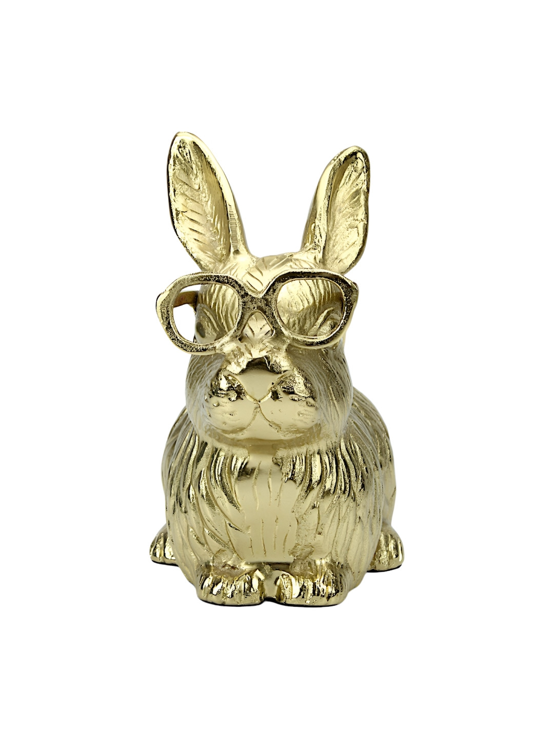 Hind Decor Bunny with Large Goggles Fun Gold Metal Metallic Living Room Hand-Crafted Large Showpiece - 10.2 Inches