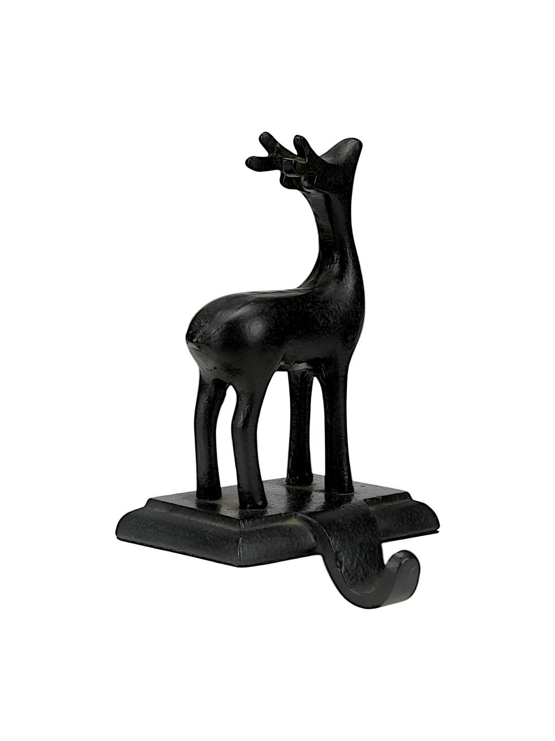 Hind Decor Reindeer Stocking Holder Black Aluminium Metallic Garden Small Showpiece - 7.5 Inches