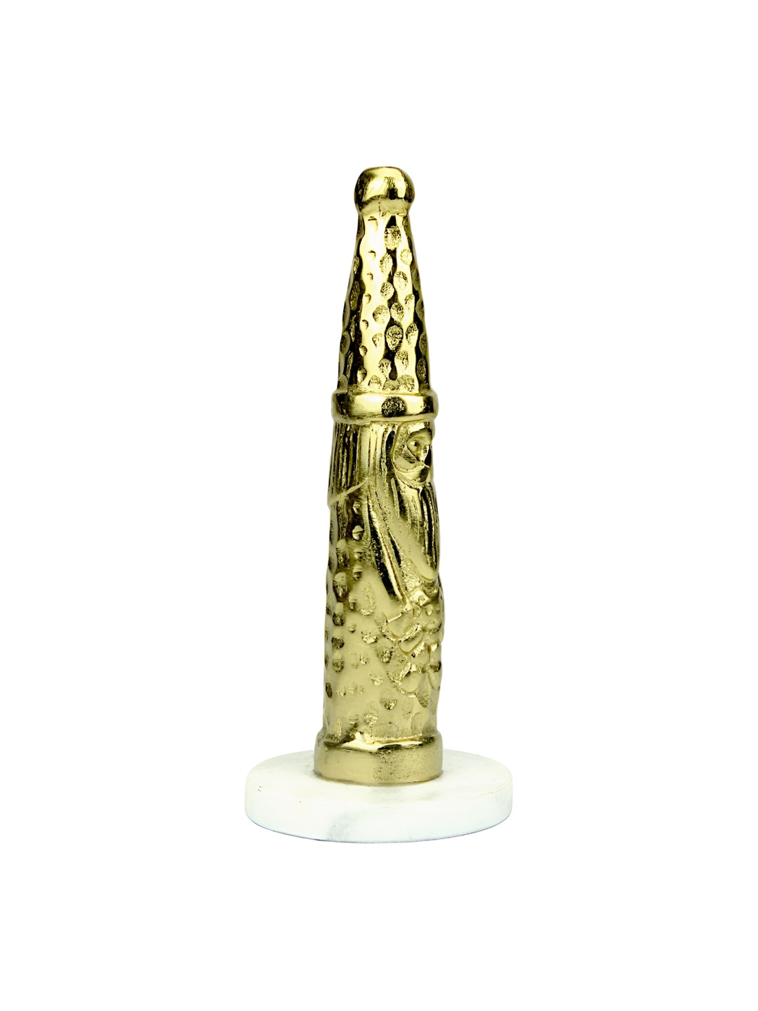 Hind Decor Santa Claus Cone Gold Aluminium Metallic Living Room Hand-Crafted Medium Showpiece - 9.8 Inches