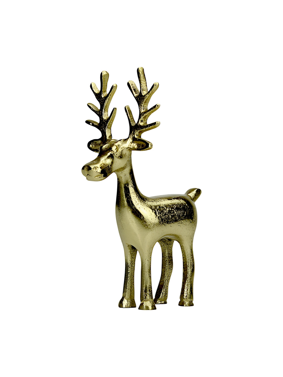 Hind Decor Standing Reindeer Gold Metal Metallic Living Room Hand-Crafted Medium Showpiece - 8.3 Inches