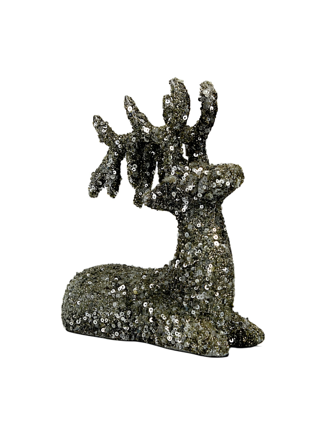 Hind Decor Sitting Reindeer Black Aluminium Metallic Living Room Medium Showpiece - 7.9 Inches