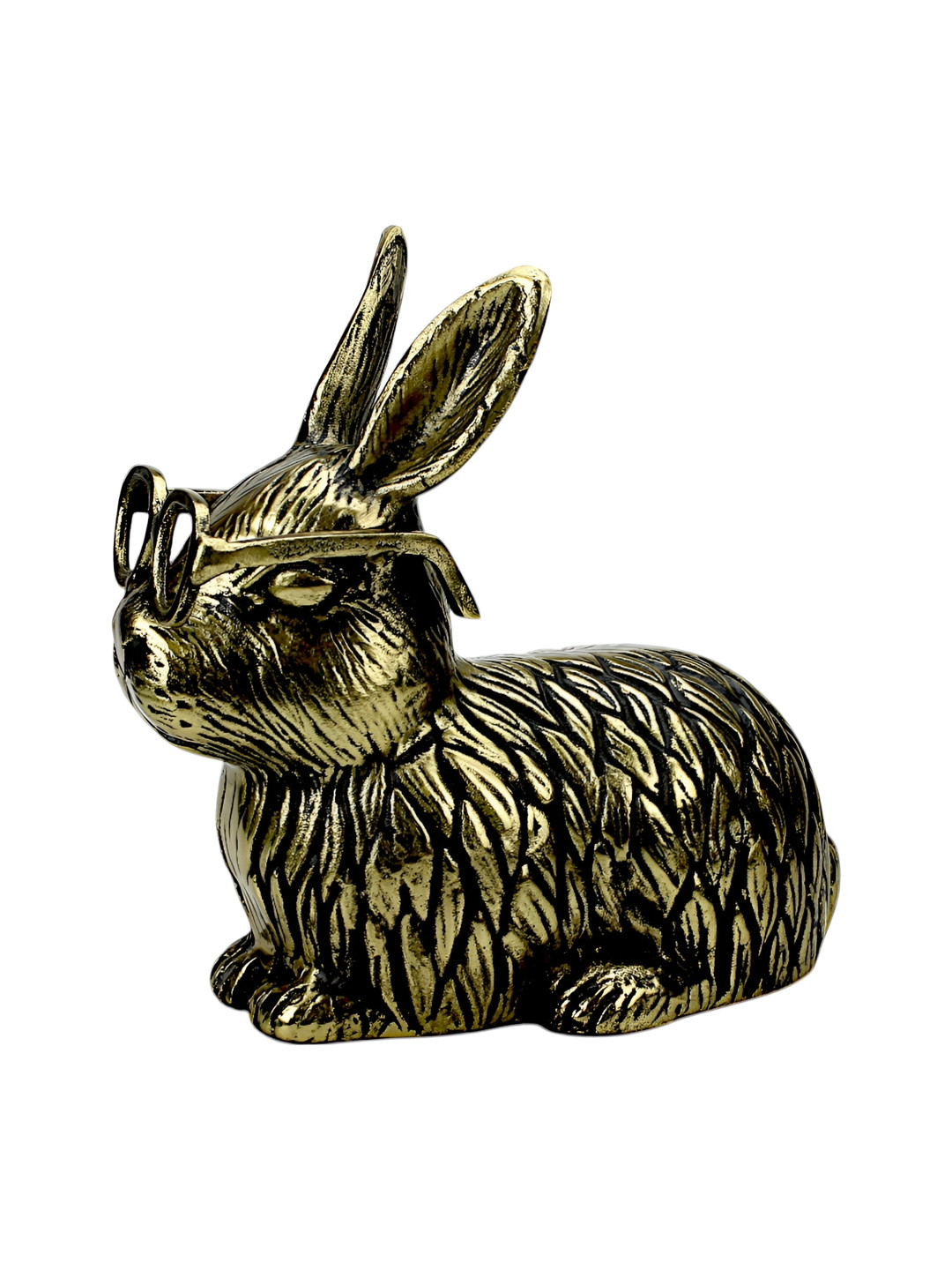 Hind Decor Bunny Wearing Goggles Gold Metal Metallic Living Room Medium Showpiece - 10.2 Inches