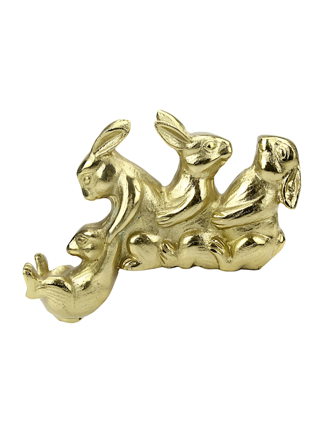 Hind Decor Bunny Gold Aluminium Metallic Living Room Hand-Crafted Medium Showpiece - 7.9 Inches