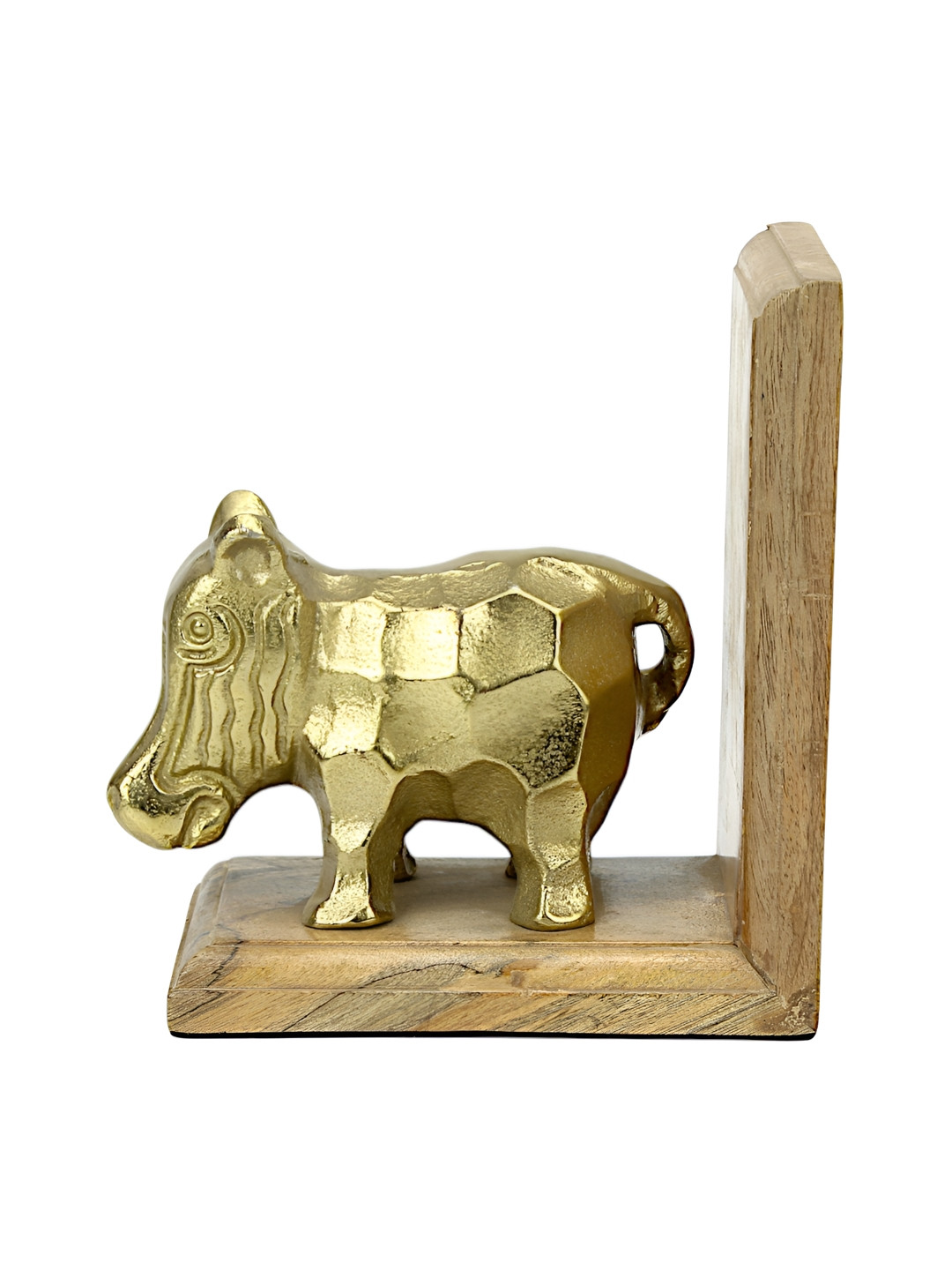 Hind Decor Gold-toned & Beige Hippopotamus Bookend
